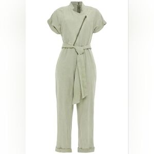 Alice + Olivia Green Leonarda Cropped Belted Lyocell Jumpsuit